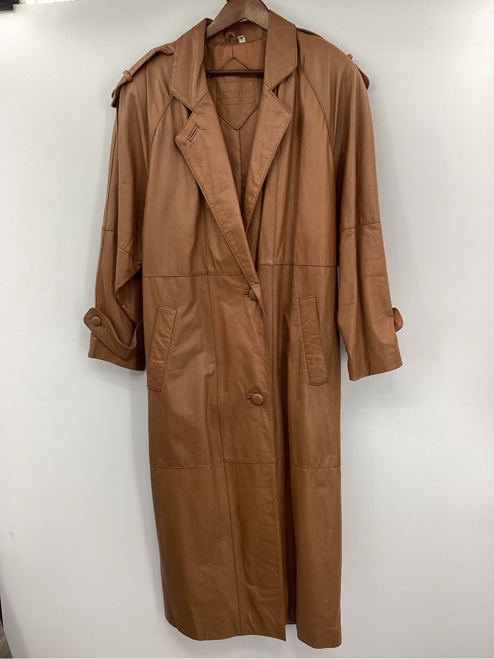 Preston & York Cognac Brown Leather Trench Coat